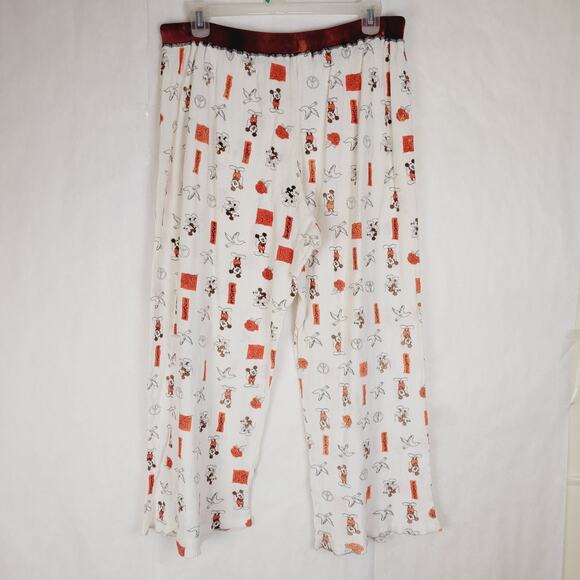 The Wonderful World Of Disney cream Mickey peace print waffle knit pajama pants - Picture 2 of 7